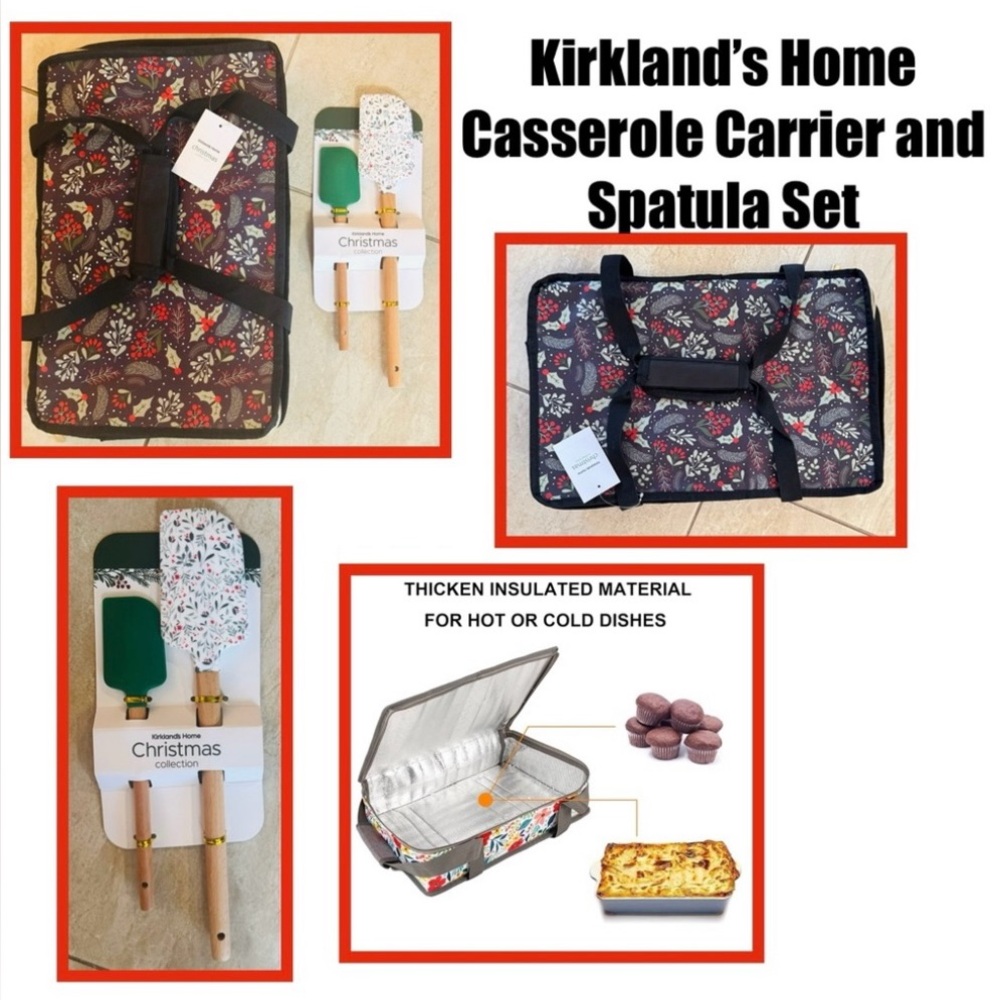 Kirkland’s Home Christmas Casserole Carrier and Spatula Set